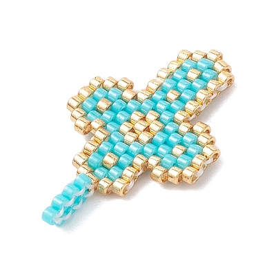 2Pcs 2 Styles Glass Seed Beaded Pendants PALLOY-MZ00883-01-1