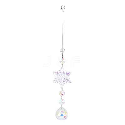AB Color Glass Snowflake Pendant Decorations AJEW-Q144-02P-02-1