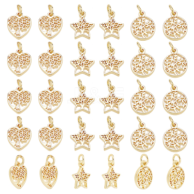 30Pcs 3 Style Rack Plating Brass Charms KK-HY0001-84-1