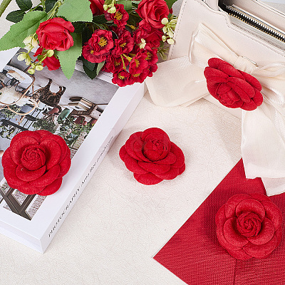4Pcs Cloth Art Camelia Brooch Pins JEWB-CN0001-03C-1