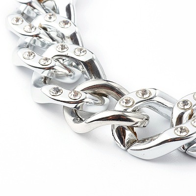 CCB Plastic Rhinestone Curb Chain Necklaces NJEW-JN03560-1