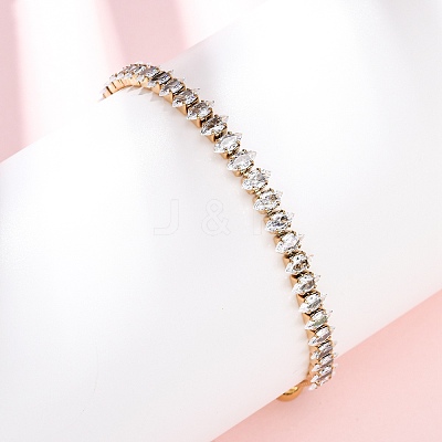 304 Stainless Steel Pave Clear Cubic Zirconia Tennis Bracelets BJEW-G754-03G-04-1