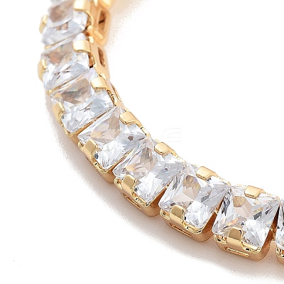 Brass Pave Clear Cubic Zirconia Square Link Bracelets BJEW-YWC0002-09G-1