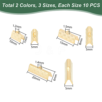 60Pcs 6 Style 304 Stainless Steel Ribbon Crimp Ends STAS-UN0055-92-1