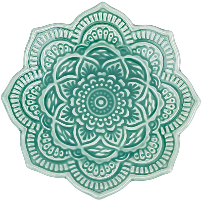 1Pc Mandala Flower Shape Porcelain Jewelry Plate DJEW-SC0001-08-1