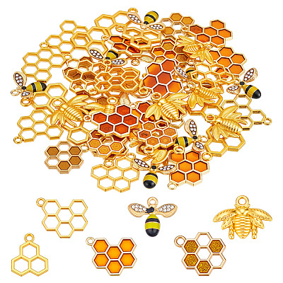 60Pcs 6 Styles Alloy Enamel Pendants FIND-ME0001-96-1