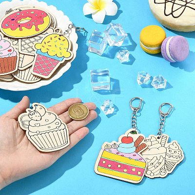 36Pcs Dessert Wooden Keychains ST-CJ0028-15-1