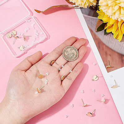 8 Pairs Brass Stud Earring Findings KK-BC0008-56-1