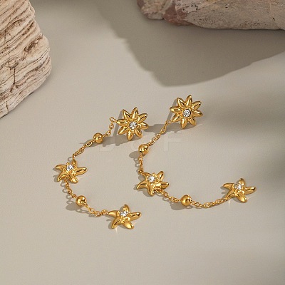 304 Stainless Steel Star Dangle Stud Earrings LS-EJEW-G451-03G-1