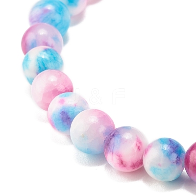 Natural White Jade Round Beaded Stretch Bracelet BJEW-JB07968-1