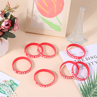 Word Star Student Silicone Cord Bracelet Wristband BJEW-WH0018-49A-1
