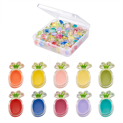100Pcs 10 Colors Transparent Enamel Acrylic Beads TACR-CD0001-09-1