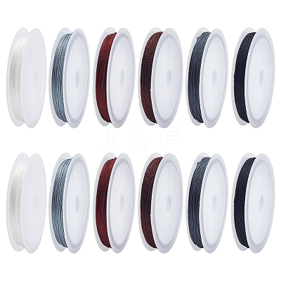 12 Rolls 6 Colros Polyester Round Thread OCOR-PH0005-25B-1