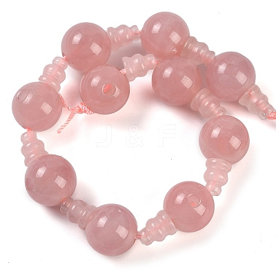 Natural Rose Quartz 3-Hole Guru Beads Strands G-H064-E01-02-1