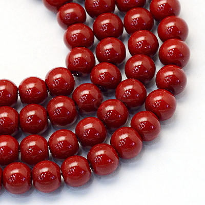 Baking Paint Pearlized Glass Pearl Round Bead Strands X-HY-Q003-6mm-35-1