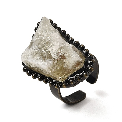 Natural Yellow Quartz Irregular Nugget Open Cuff Rings G-A278-03AB-05-1