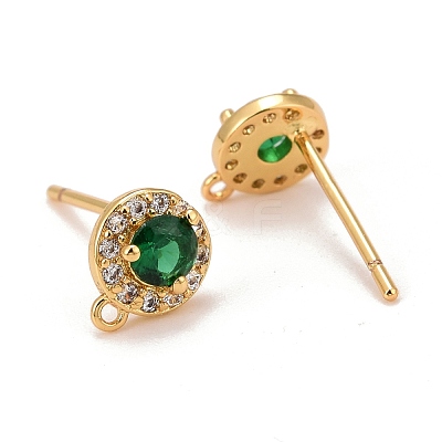 Brass Micro Pave Cubic Zirconia Stud Earrings Findings ZIRC-C030-01G-1