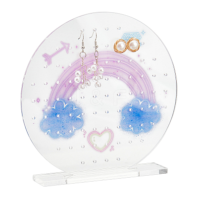 Round Transparent Acrylic Earring Display Organizer Stands EDIS-WH0035-12A-1