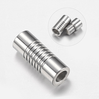Tarnish Resistant 304 Stainless Steel Magnetic Clasps with Glue-in Ends STAS-F149-04P-B-1