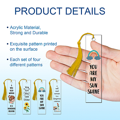 4 Sets Acrylic Bookmark Pendants for Teachers' Day DIY-GL0004-27A-1