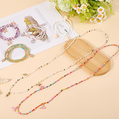 6Pcs 6 Styles Glass Seed Beads Stretch Waist Chains for Women AJEW-CY0001-17-1