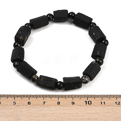 Natural Black Tourmaline Beaded Bracelets BJEW-Z139-01-1