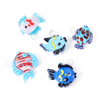 5Pcs 5 Colors Handmade Lampwork Pendants LAMP-TA0002-67B-1