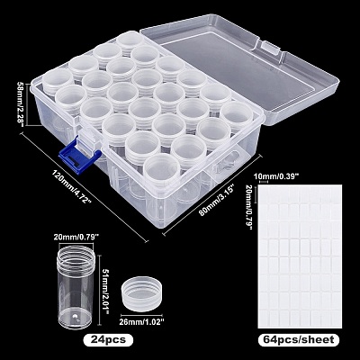 24pcs Column PP Plastic Stroage Bottles CON-WH0080-29-1