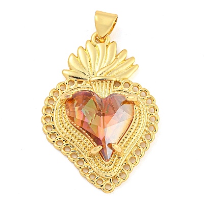 Rack Plating Brass Pendants ZIRC-L100-163G-1