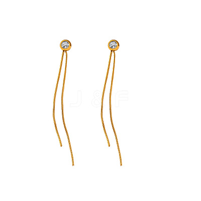 304 Stainless Steel Cubic Zirconia Tassel Earrings WGD0BF9-01-1