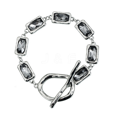 Alloy & Glass Link Chain Bracelets for Women WG26488-03-1