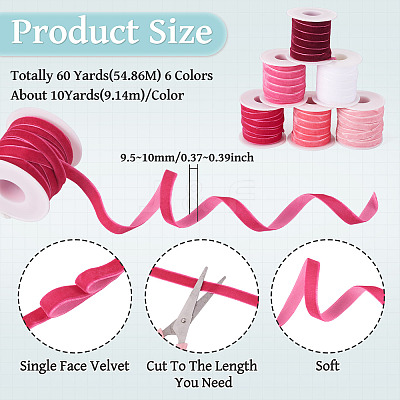 60 Yards 6 Colors Single Face Velvet Ribbon SRIB-TA0001-38-1