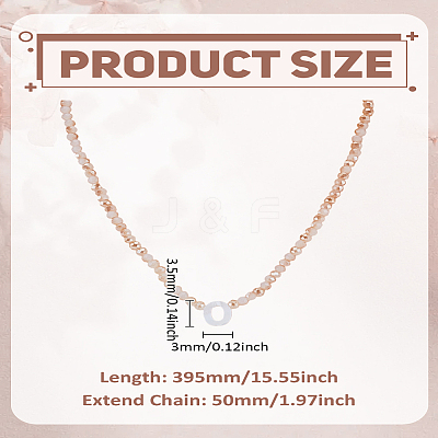 1Pc Glass Rondelle Beaded Necklaces NJEW-LP0007-23O-1