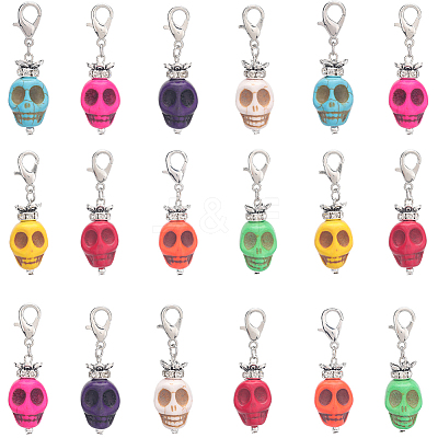 20PCS Skull Synthetic Howlite Pendant Decorations HJEW-SC0001-41-1
