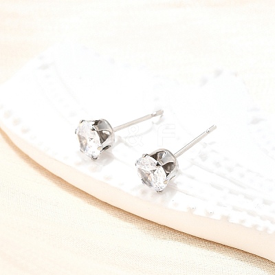 Cubic Zirconia Ear Studs X-STAS-E051-3D-1