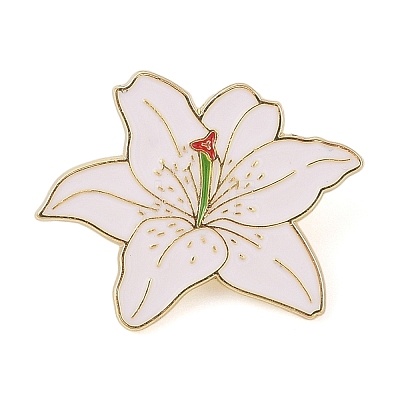 Flower Golden Enamel Pins JEWB-K012-07B-G-1