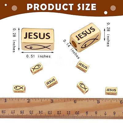Brass Jesus Tube Beads for Easter KK-L006-041G-1
