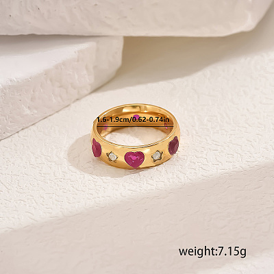 Heart Brass Micro Pave Cubic Zirconia Finger Rings for Women MC1356-2-1