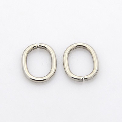 Tarnish Resistant Oval 201 Stainless Steel Saw Cut Open Jump Rings STAS-N040-01-1