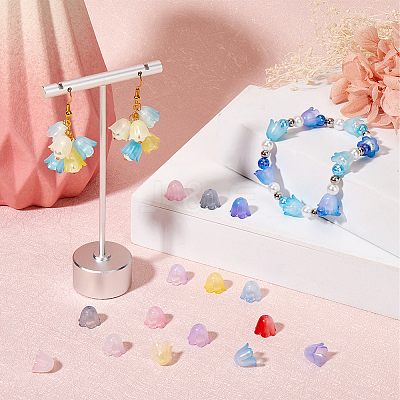 500Pcs 10 Colors Two Tone Acrylic Bead Caps MACR-SC0001-68-1