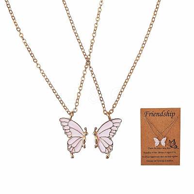 2Pcs Iron Matching Butterfly Pendant Necklaces for Mother Daughter Friends JN1034A-1-1