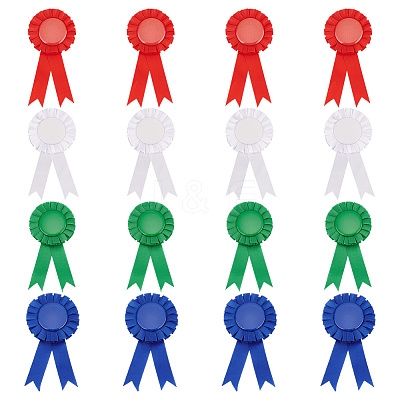 16Pcs 4 Styles Award Ribbon Shape Tinplate Badge Pins JEWB-PH0001-34-1