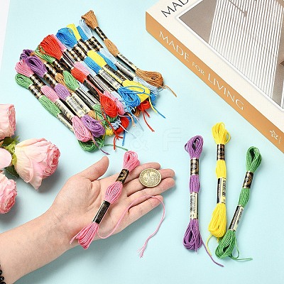 6Bundles Polyester Embroidery Floss OCOR-YW0001-25D-1