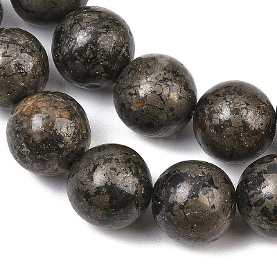 Natural Pyrite Beads Strands G-P303-01-8mm-8-1