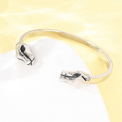 304 Stainless Steel Cuff Bangles for Women Men BJEW-P386-01AS-1