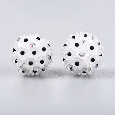 Handmade Polymer Clay Rhinestone with Resin Daisy Flower CLAY-T022-02B-1