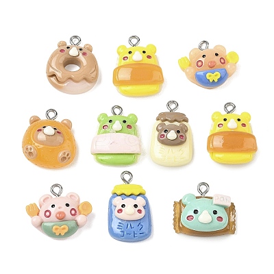 Bear Theme Opaque Resin Pendants RESI-B044-08P-1