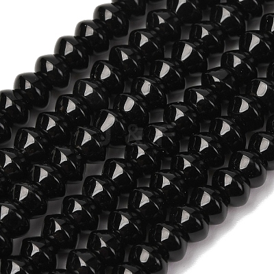 Natural Black Onyx Beads Strands G-P161-20-6x4mm-1