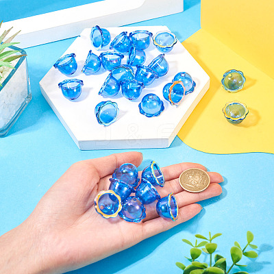 30Pcs UV Plating Acrylic Bead Caps PACR-TA0001-17F-1