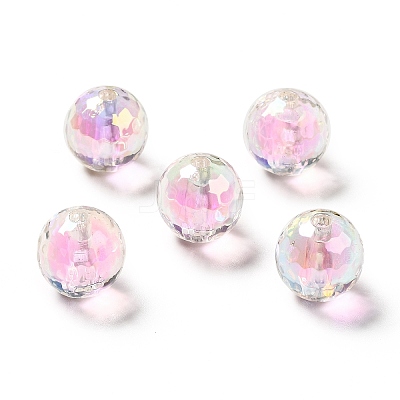 Two Tone UV Plating Rainbow Iridescent Acrylic Beads TACR-D010-03B-1